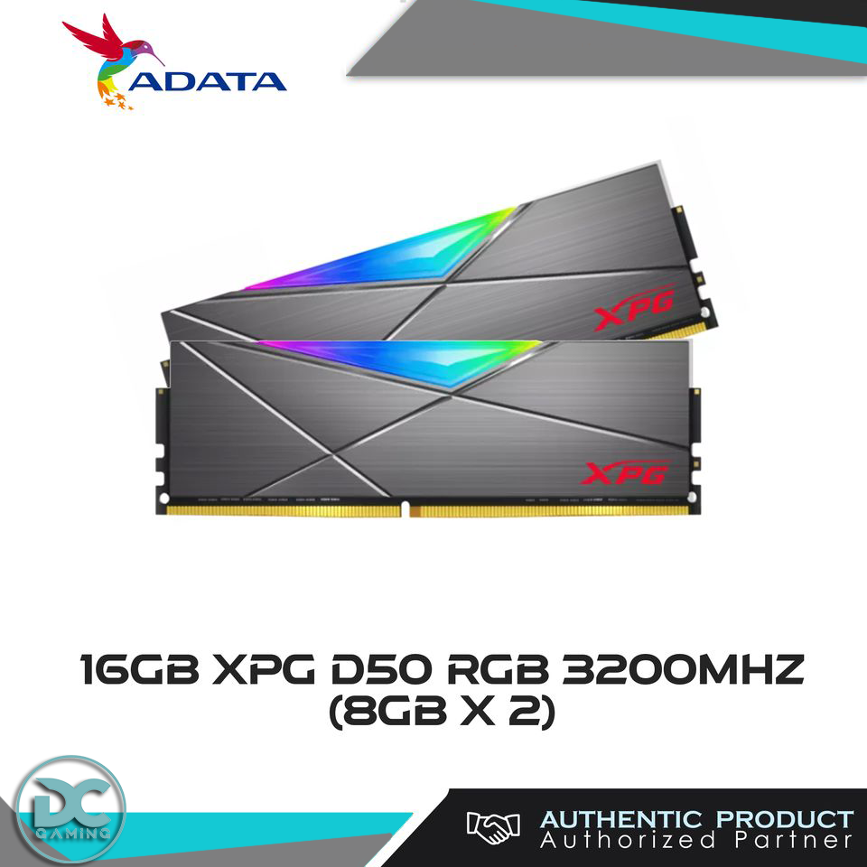 16gb XPG D50 RGB 3200mhz(2 x 8GB DDR4) RAM Gray